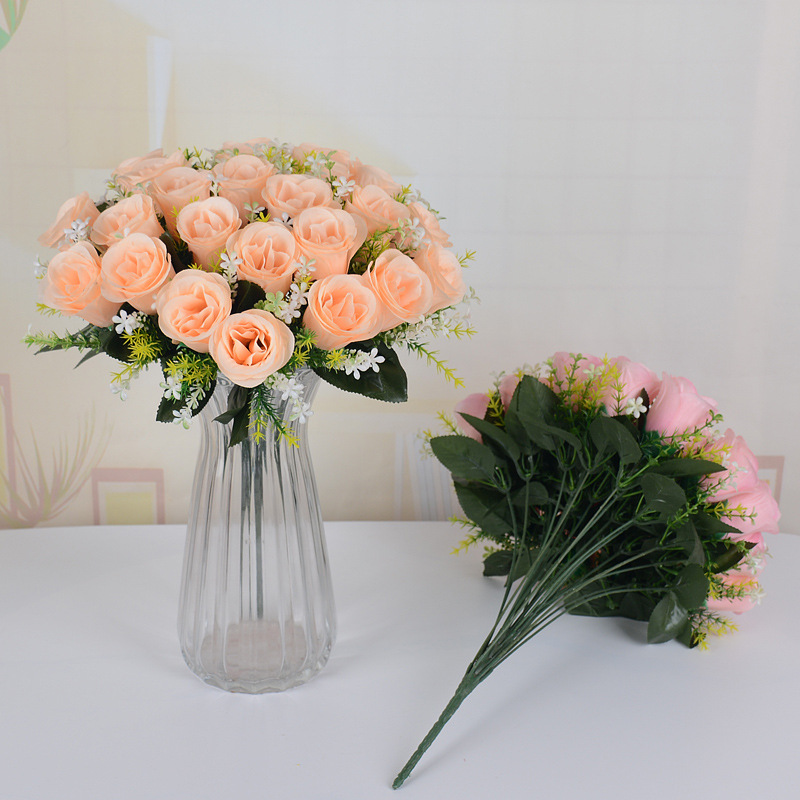 Ramos de rosas artificiales de seda (flores secas), para decoración de bodas (sendero), hogar, mesas o centros de mesa.