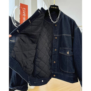 2024 Korean-style Casual Western-style Loose Quilted Denim Coat Women's Autumn and Winter Chic Short Cotton-padded Clothes Cotton-padded Jacket