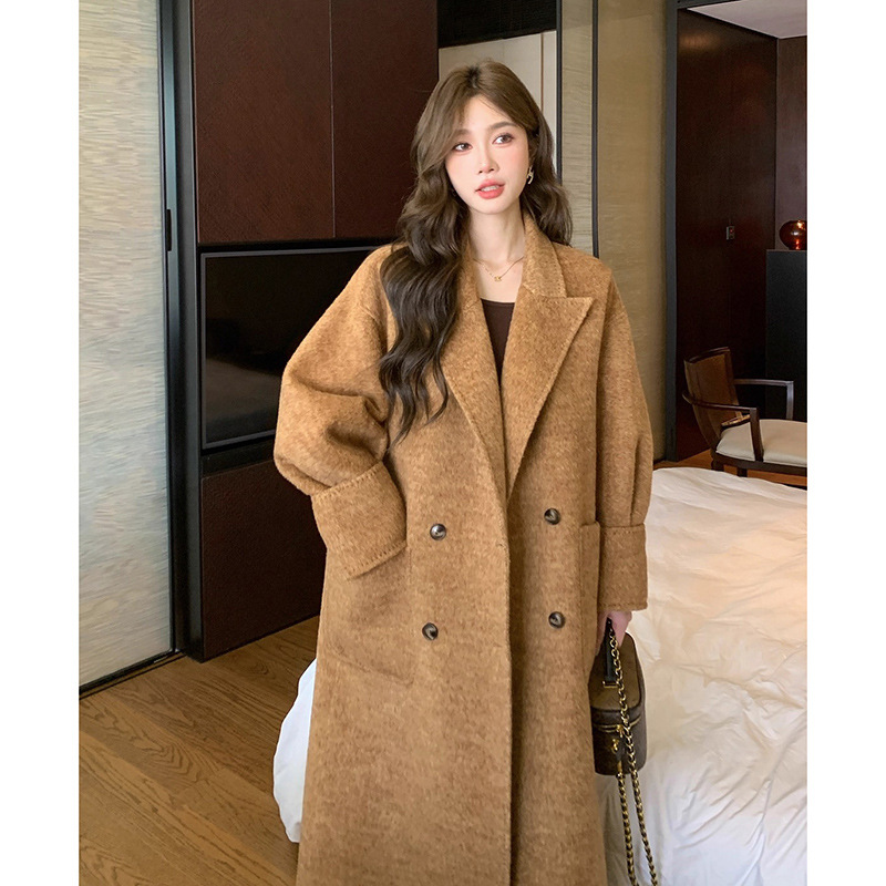 『枫林大道』赵丽颖明星同款双面绒大衣 大气老钱感羊毛大衣新款