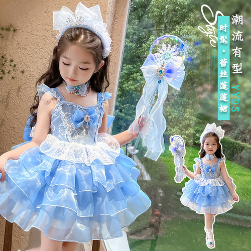 Lolita Tank Top Dress for Girls - Summer 2025 Princess Puff Dress Children's Birthday Formal Dress for Little Girls