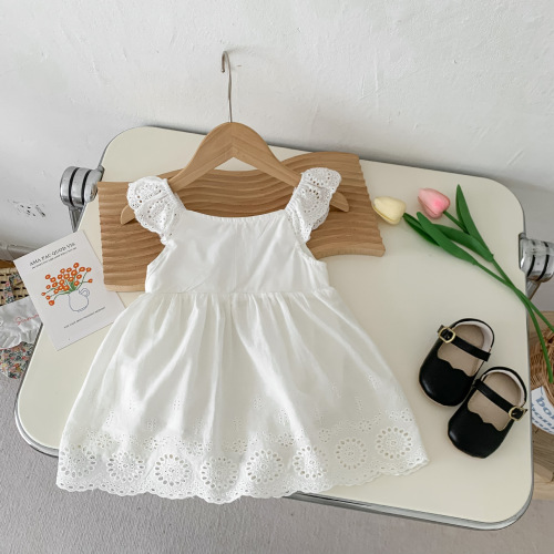 ins European and American AliExpress summer style girls baby infant 100-day clothing embroidered lace cotton triangle khaki skirt