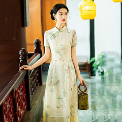 Slimming Style, Oda Mama's Collection, Modernized Chinese Traditional Cheongsam, New Youthful Version, Women's Retro Short-Sleeve Dress, Summer