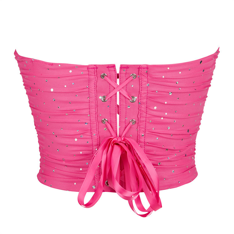 Nuevo hilo de malla transpirable con sequinilla elástico de soporte de pecho chaqueta sexy estación independiente de suministro transfronterizo de comercio exterior transpirable