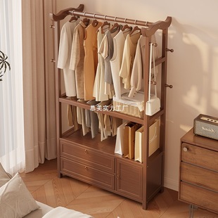 Clothes Rack Floor-Standing Bedroom Household Clothes Rack Small Solid Wood Clothes Rack Indoor Room Simple Storage Coat Rack
