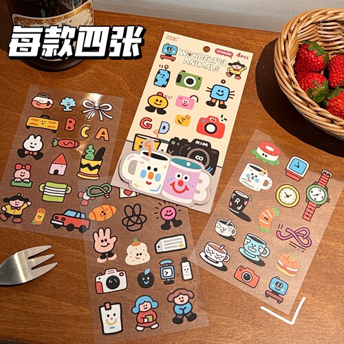New Amazing Doodle Cartoon Cute Pet Sticker PET Waterproof Sticker Pack Children Anime Sticker Notebook Sticker Pack