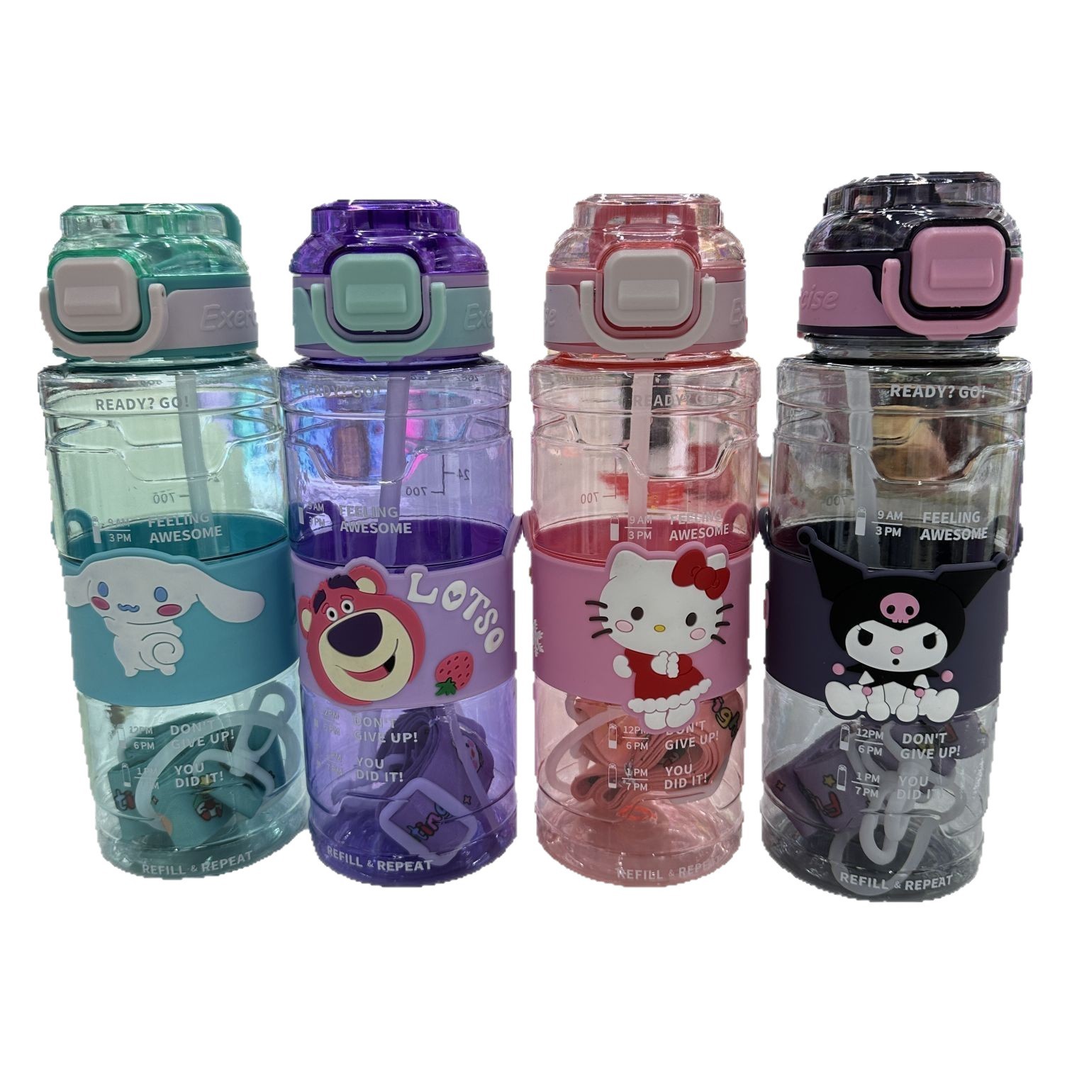 Verano Sanrio de dibujos animados tazas de plástico estudiantes tazas de paja con una taza portátil taza cóncava taza recta de gran capacidad