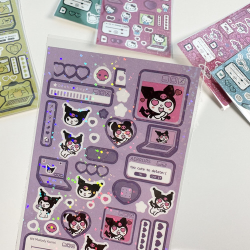 Sanrio Gukka Sticker Laser Cartoon Notebook Small Card Decoration Material Ins Kolori Cinnamon Dog Sticker 