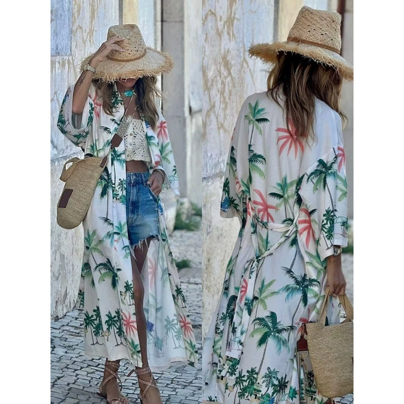 2025 новый спот Amazon независимая станция свободная печать длинный платок кардиган