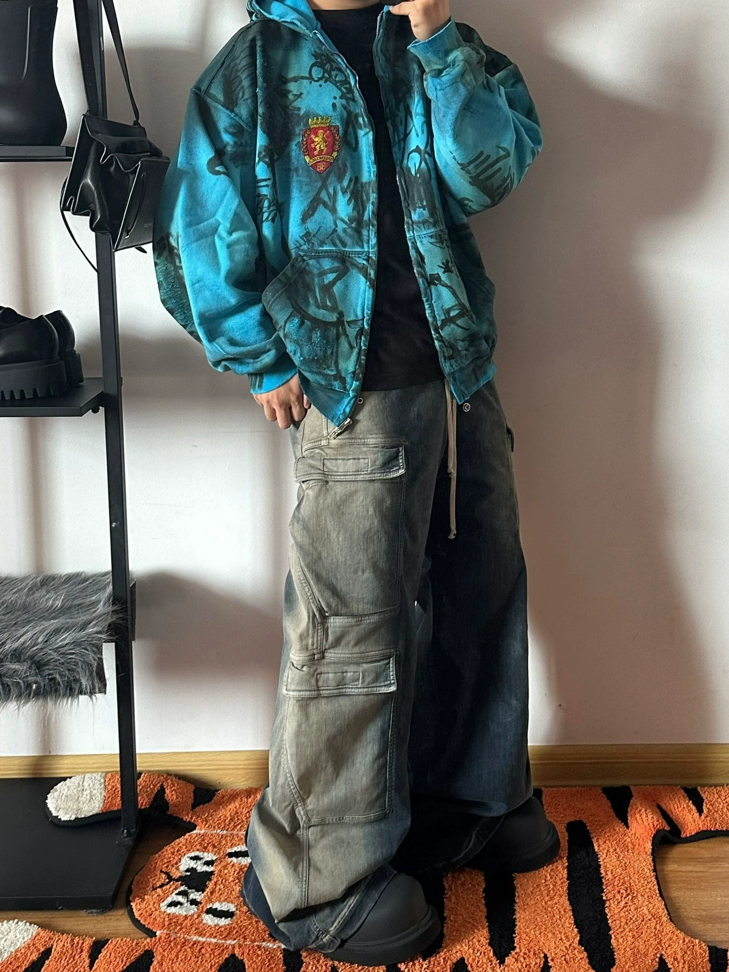 Denim jeans, plus size, (Physicals), gradient, drawstring, loose fit