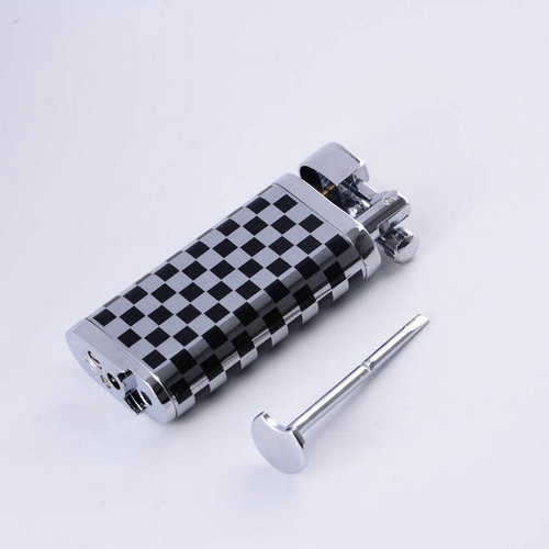 Pipe oblique fire checkered pattern personalized fashionable new product lighter inflatable creative grinding wheel printable logo manufacturer wholesale