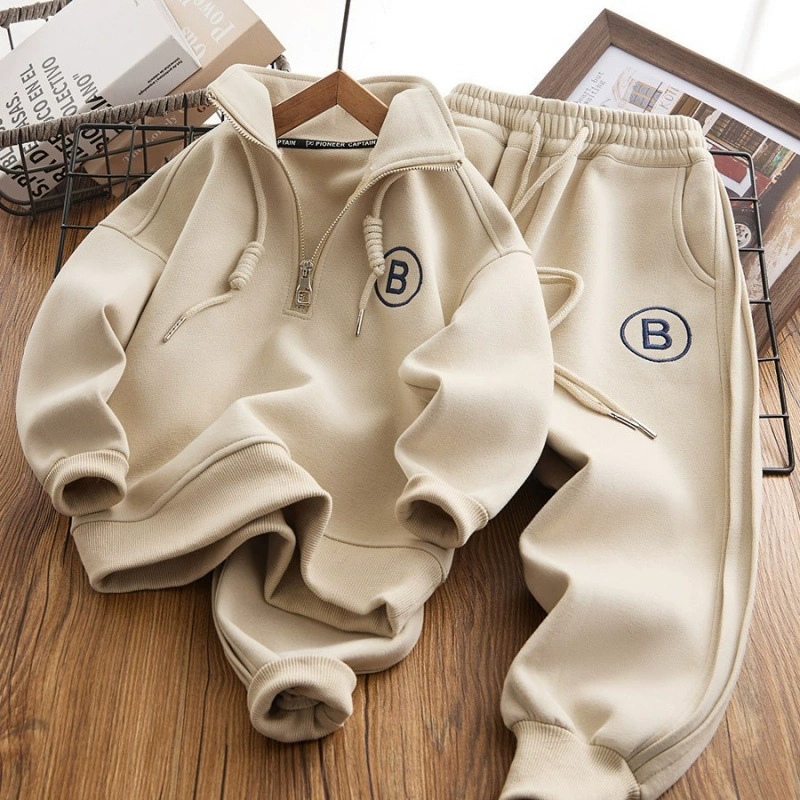 Весенняя и осенняя одежда Детская свитера Спортивный комплект 2024 Новый средний мальчик Весенняя и осенняя одежда для мальчиков Повседневный набор из двух частей