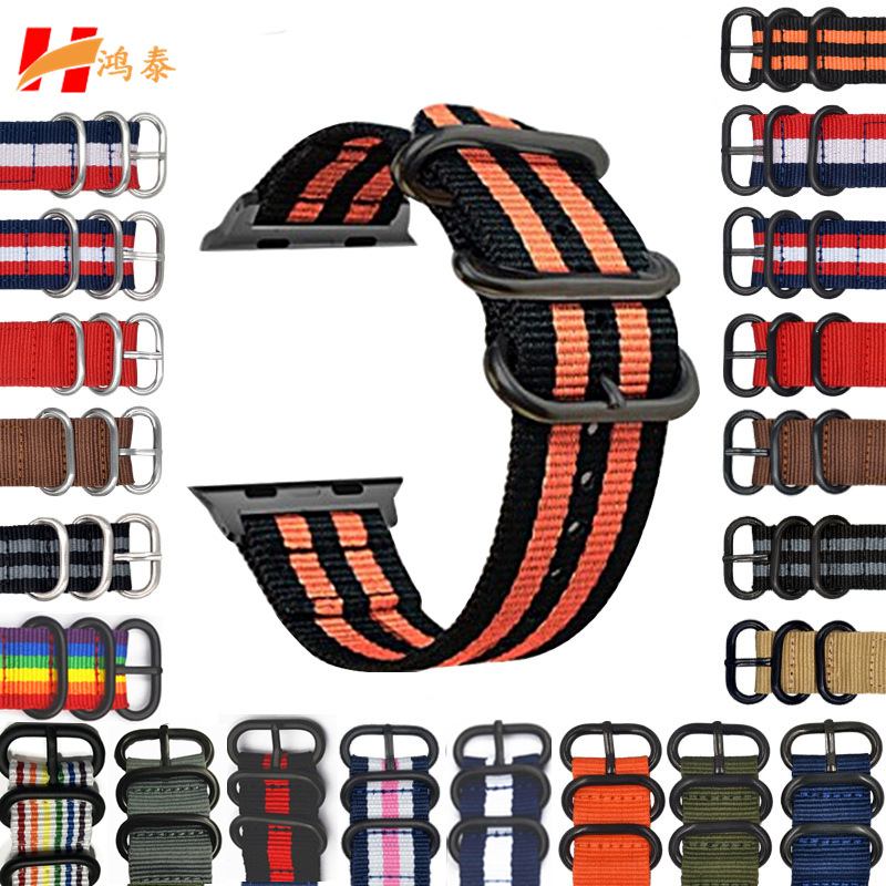 18 colores de doble capa engrosada 3,0 anillo de vaca correa de lona de nylon suave para Apple 1234567 generación