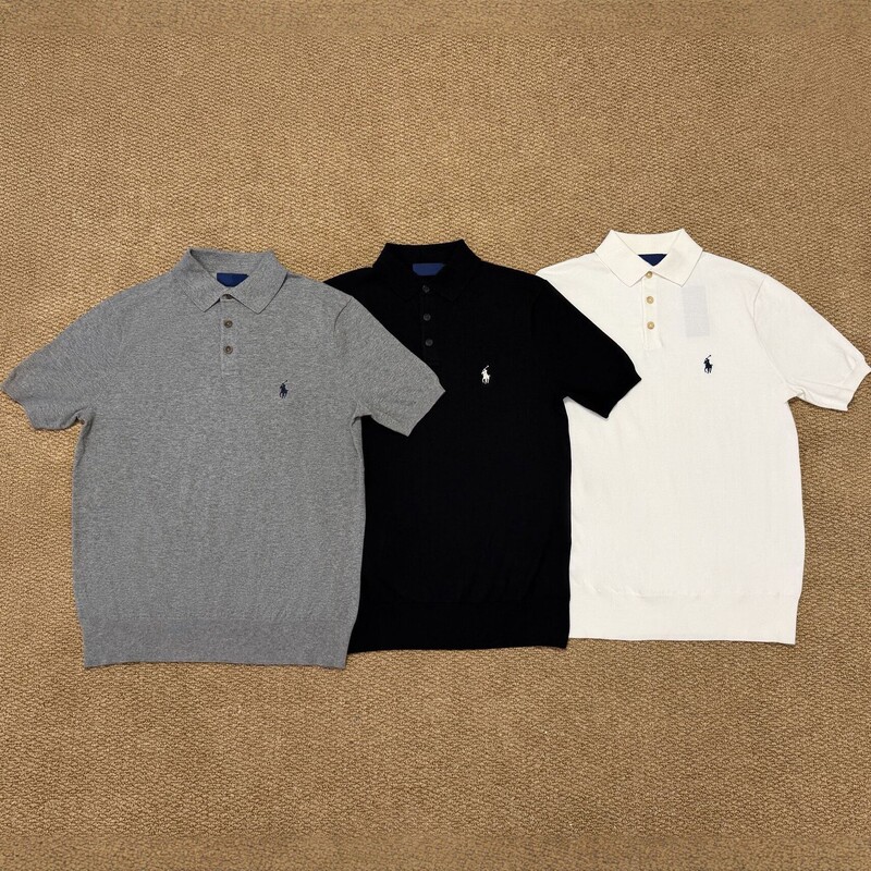 High-Quality Rl Ralph Lauren Three-Button Polo Shirt with Short Sleeves, Classic Men's Style, Embroidered Pony Logo, Made of Pima Cotton Knitwear High-Quality Rl Ralph Lauren Three-Button Polo Shirt with Short Sleeves, Classic Men's Style, Embroidered Pony Logo, Made of Pima Cotton Knitwear
