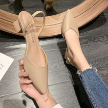 2025新款春季仙女温柔晚晚风配裙子粗跟后空单鞋法式中跟包头凉鞋