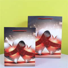 外貿情人節白卡禮品手提紙袋子批發撒粉蝴蝶結禮物袋七夕節袋