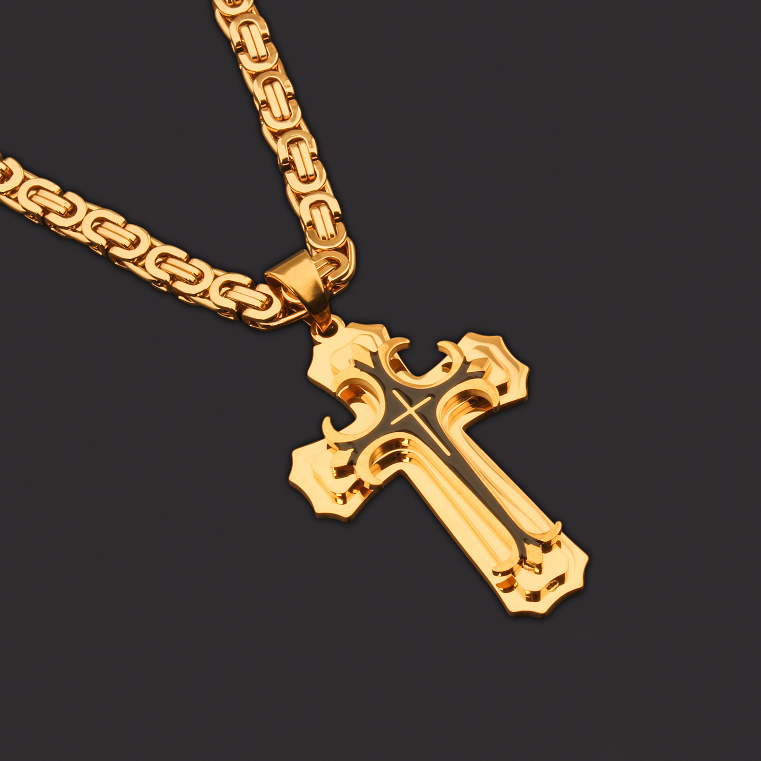 35g Weight Titanium Steel Pendant Material Pendant Necklace Classification Titanium Steel Chain Material 1 Piece Quantity Party, Carnival, Street Occasion Titanium Steel Material Cross Pattern Men's Gender Plating Design Exaggerated, Punk Style Exaggerated Punk Cross Titanium Steel Plating Men's Pendant Necklace 14