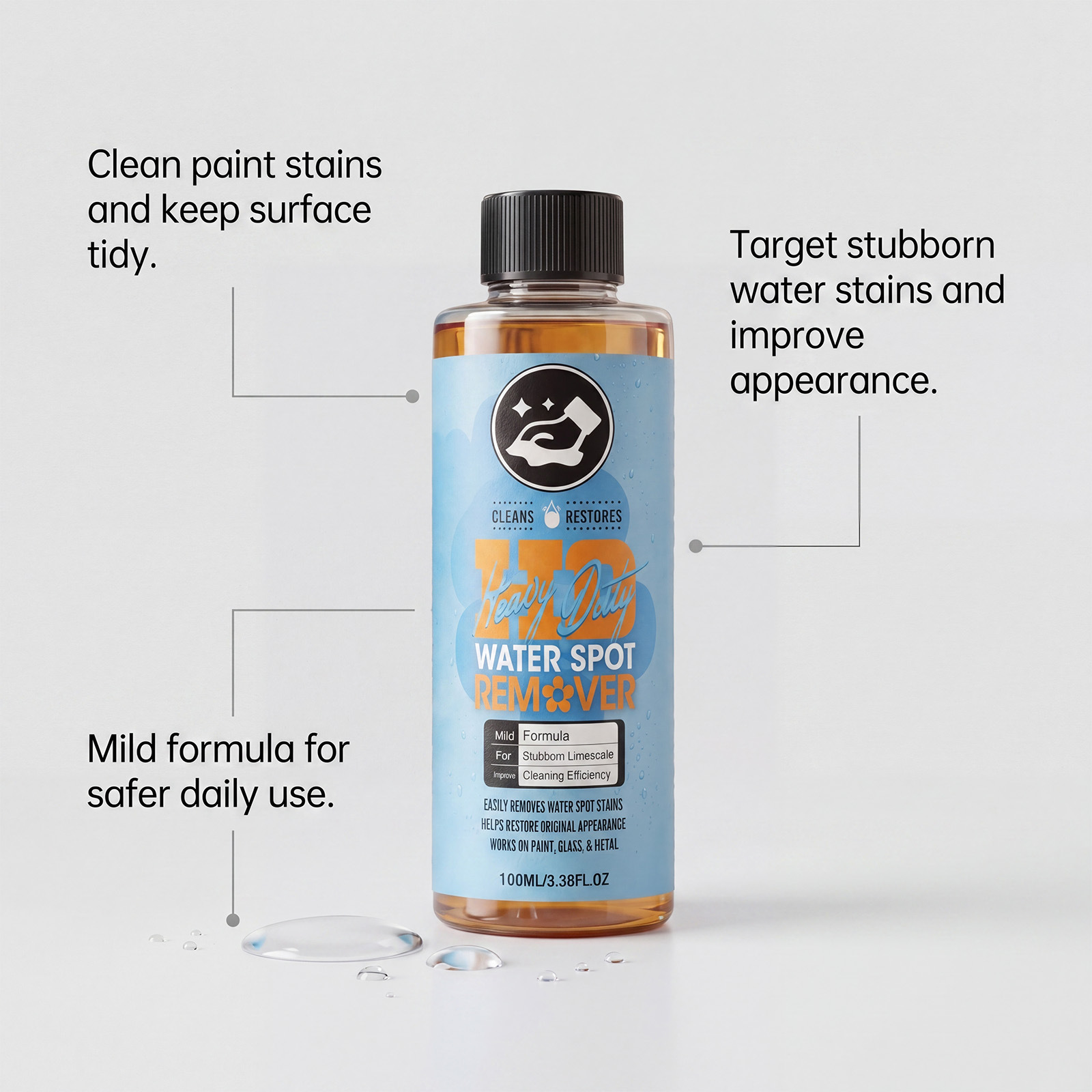 Car Water Stain Cleaner, Convenient Cleaning for Car Windows and Windshields, Daily Shine Maintenance