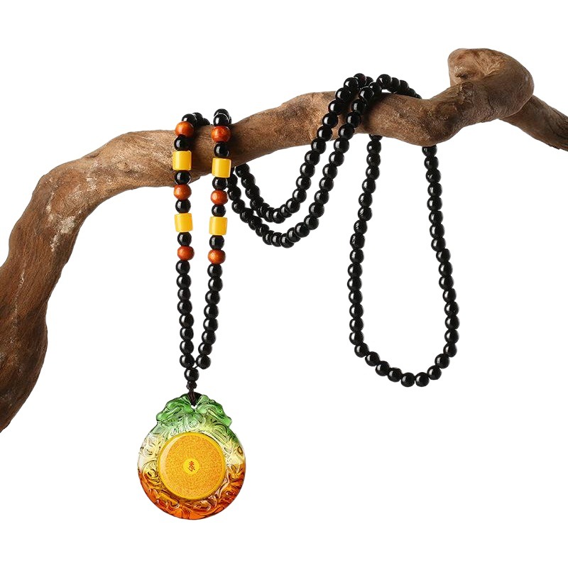 Glazed Shurangama Curse Pendant Round Oval Shurangama Curse Pendant Six-character Daming Curse Great Compassion Curse Necklace