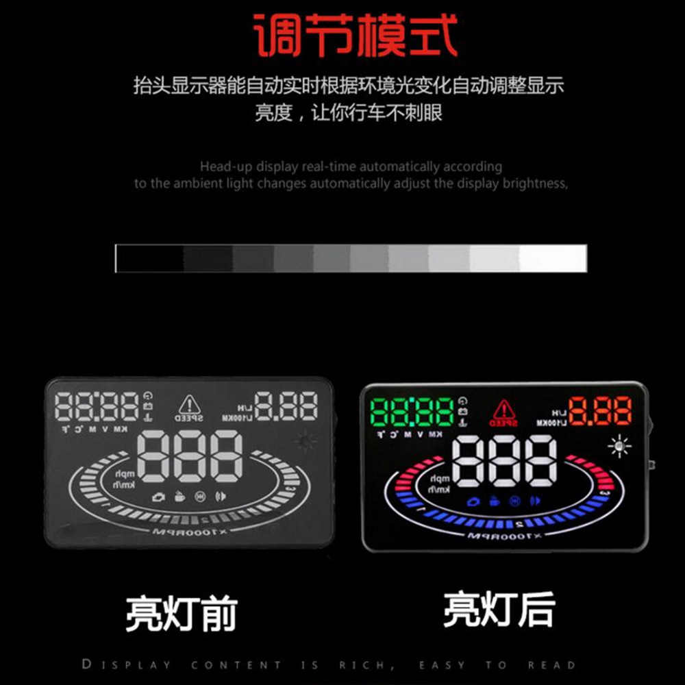 5.5inch Car HUD Head-Up Display OBD Speed Fuel Consumption Water Temperature Multi-Function HD Screen E300