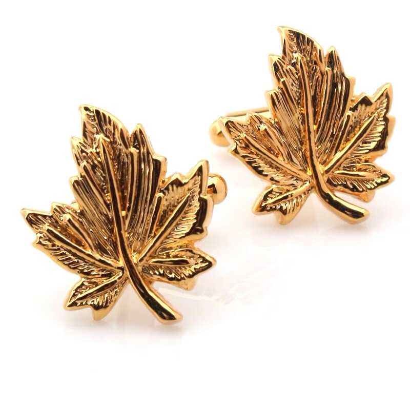 Boutique Cast Golden Maple Leaf French Shirt Cufflinks Men's and Women's Universal Cufflinks Maple Leaf Boutique Cast Golden Maple Leaf French Shirt Cufflinks Men's and Women's Universal Cufflinks Maple Leaf
