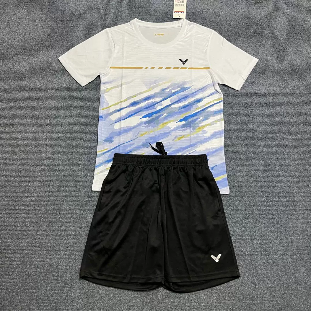 ⊗新款威克多胜利羽毛球服男女款速干透气运动套装短袖比赛队服定