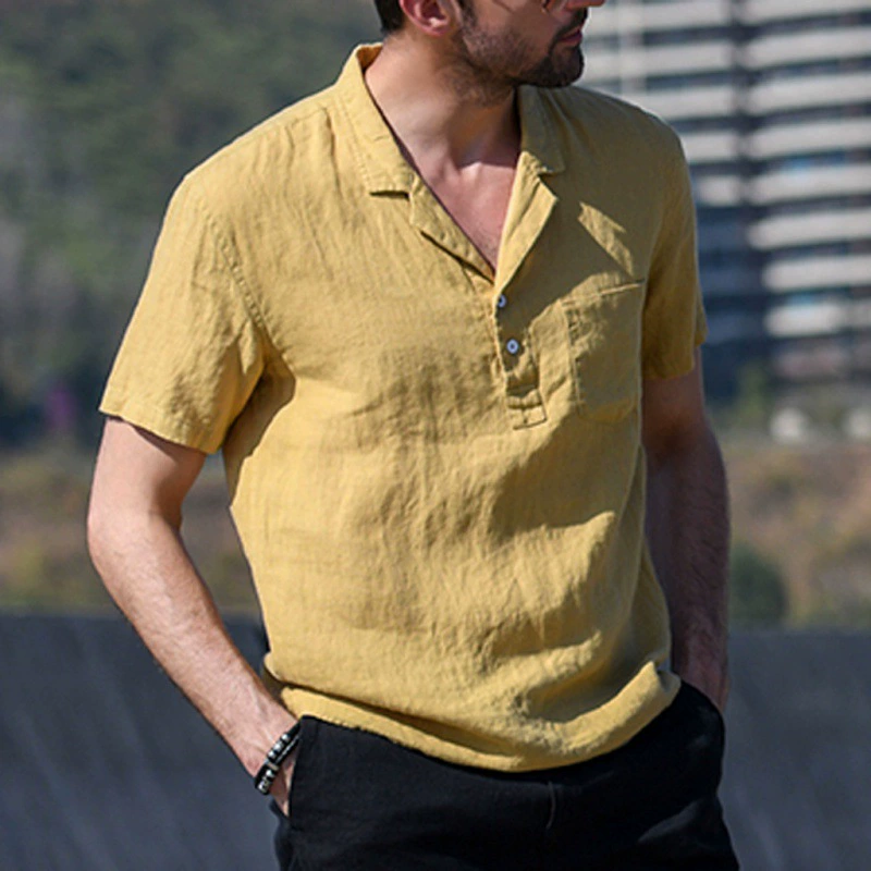 (Границы торговли), ретро рубашка, коллекция 2022 года, slim fit, хлопок и лён