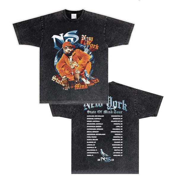 Nasirnas East Coast Rap Nasty Nas Hip Hop Rap Street Suelta Impresión T-Shirt Tops de mangas cortas