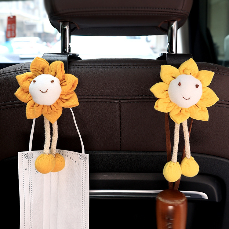 Gancho para automóvil, respaldo del asiento, filas delanteras y traseras, flores lindas, almacenamiento multifunción para automóvil, respaldo, gancho pequeño, suministros para automóvil