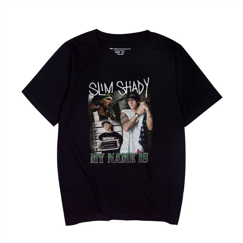 Cartoon Japanese Anime Eminem Rap Hip Hop Export Cross-Border Printed Short-Sleeve T-Shirt for Men and Women Cartoon Japanese Anime Eminem Rap Hip Hop Export Cross-Border Printed Short-Sleeve T-Shirt for Men and Women