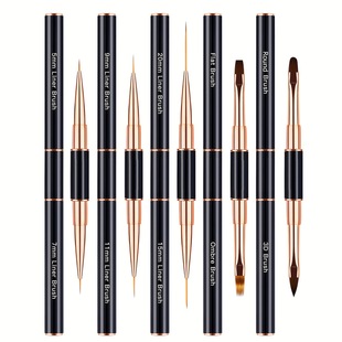 Cross-Border 5-Piece Metal Rod Rose Gold Double-Ended Phototherapy Pull Pen Painted Pen Carving Pen Set Manicure Brush