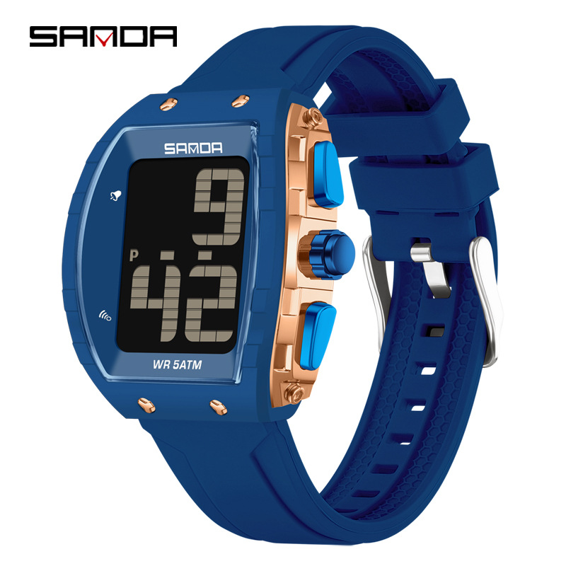 Sanda SANDA estudiante hora de voz grande digital despertador de luz nocturna reloj electrónico multifuncional barril de vino medidor impermeable