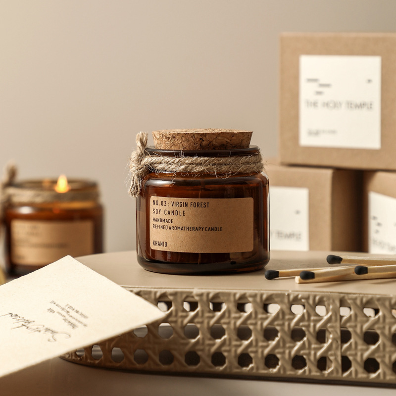 ins style cross-border customizable aromatherapy candle indoor creative soy wax wooden cover glass wedding hand gift box