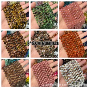 Natural stone 6x8mm rice-shaped crystal tiger's eye agate faceted loose beads, spacer beads, DIY bracelet and necklace accessories, wholesale