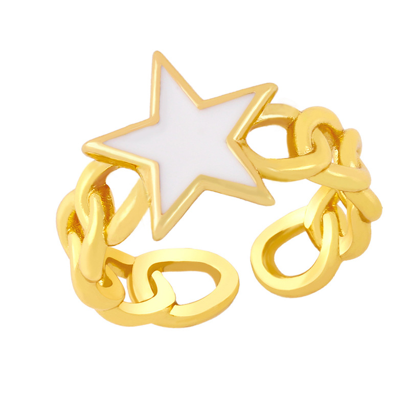 Wholesale Hollow Chain Five-pointed Star Copper Ring Nihaojewelry display picture 4