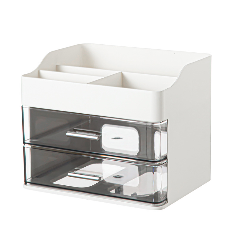 Caja de almacenamiento de cajones de doble capa escritorio de gran capacidad estante de papelería dormitorio梳妆eta caja de maquillaje
