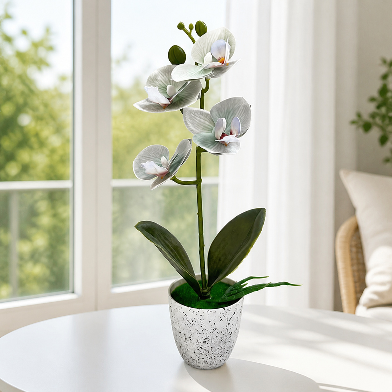 Orquídea mariposa simulación bonsai decoración del hogar verde flor falsa decoración de escritorio de oficina impresión 3D simulación de maceta image 8