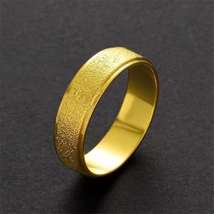 鈦鋼金色磨砂閉口戒指簡約輕奢情侶指環飾品直播貨源批發