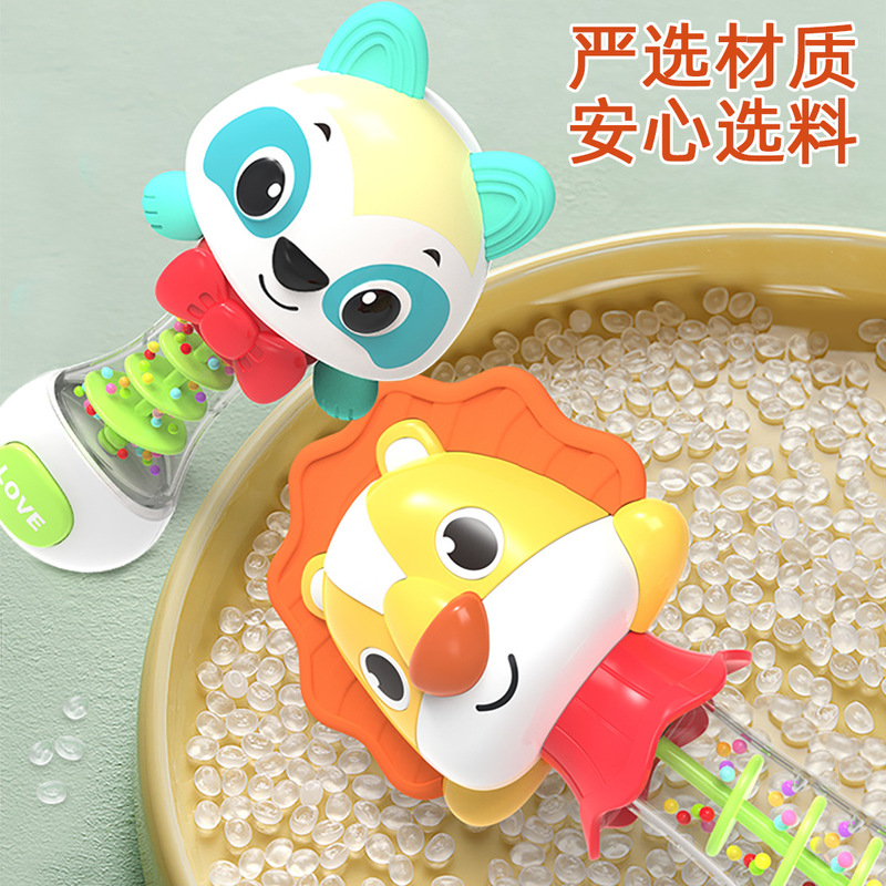 跨境儿童卡通摇摇棒趣味动物抓握按压发声软胶宝宝早教益智玩具|undefined
