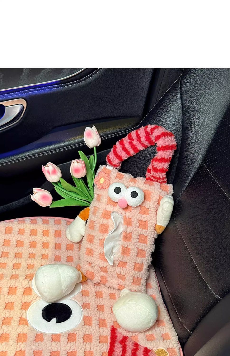 Car-Mounted Tissue Box Hanging Cartoon Monster Car Seat Back Tissue Hanging Bag Car Tissue Box Car Interior Decoration Supplies