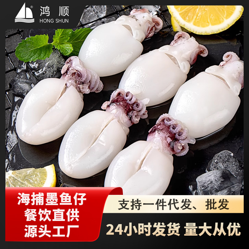 墨鱼仔新鲜冷冻商用鲜冻小鱿鱼捞汁小海鲜小乌贼干冰批发迷你