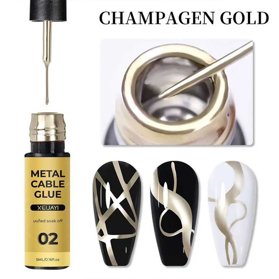 Gel de Dibujo de Metal para Uñas 5ml Secado Refuerzo para Salón de Uñas