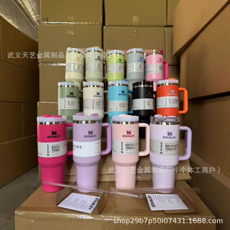 In-Stock Cross-Border Stanley 2Nd Generation 40oz Ice Cup 304 Stainless Steel Car-Mounted Straw Large Capacity Stylish Thermos Cup