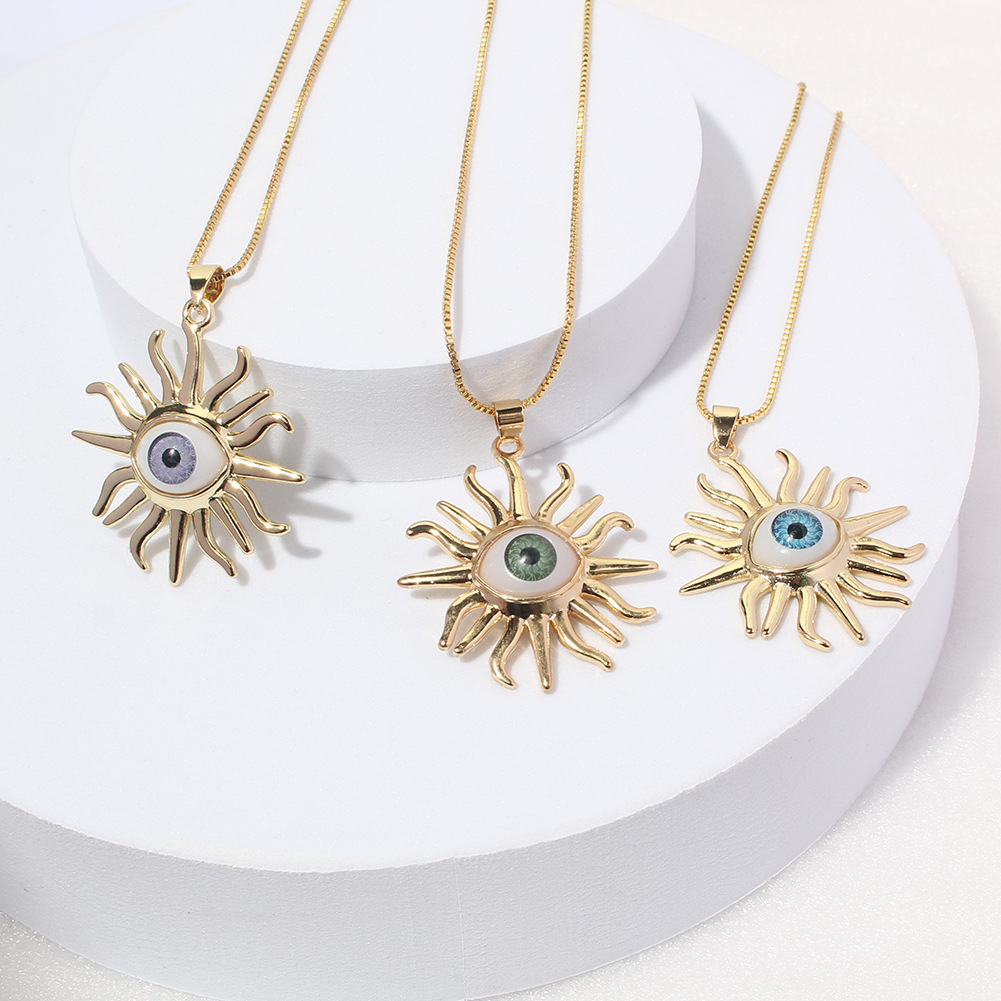 style fashion personality eye element necklace sun evil eye demon eye design sweater chain