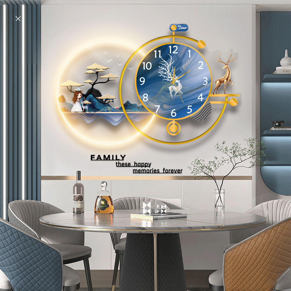 艺钟美创意装饰时钟餐厅静音艺术钟表新款客厅轻奢挂钟现代简约家