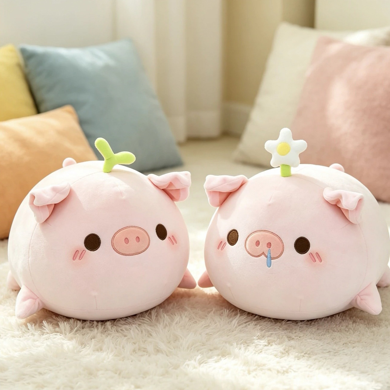 Cross-Border Small Flower and Grass Pig Plush Toy Children's Comfort Pillow Balloon Pig Doll Gift for Girls