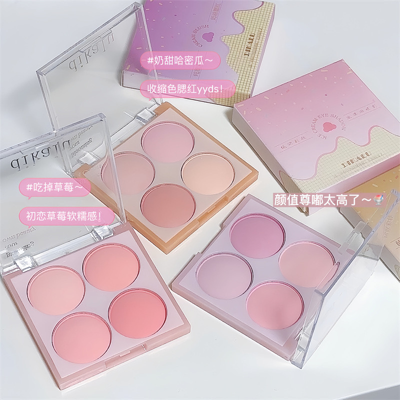 DIKALU Rosa crema melón helado de cuatro colores rubor de baja saturación expansión mate Rosa melocotón desnudo