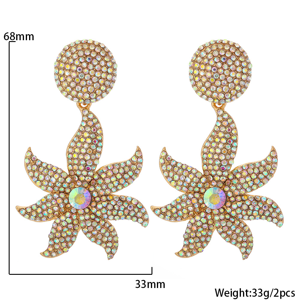 Fashion Retro Exaggerated Flowers Full Of Diamond Earrings display picture 14