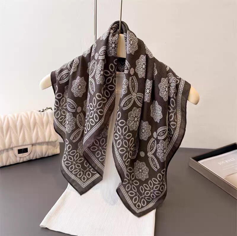 2026 Old Money Style Paisley Cotton-Feel Brown Small Square Scarf, Silk Scarf, Neck Scarf, Shirt, Shawl, Hairband, Belt, Scarf 2026 Old Money Style Paisley Cotton-Feel Brown Small Square Scarf, Silk Scarf, Neck Scarf, Shirt, Shawl, Hairband, Belt, Scarf