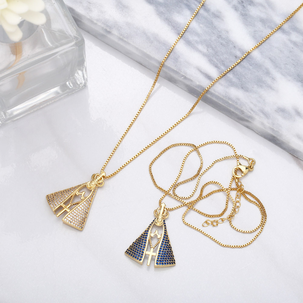 fashion religious element diamond pendant copper necklace