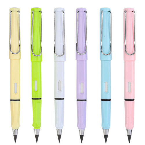 Regular Large Rod] Black Technology Colorful Pencil Without Ink Student Permanent Posture Pencil HB Durable
